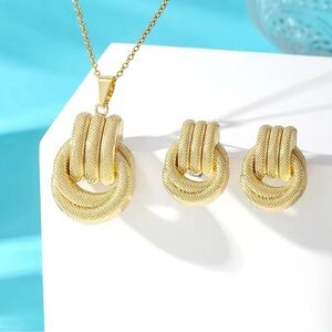 Stainless Steel Chain Round Geometry Pendant Choker/Necklace/Stud Earrings